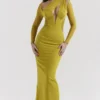 Zahra Chartreuse Plunge Maxi Dress