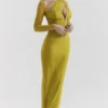 Zahra Chartreuse Plunge Maxi Dress