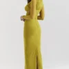 Zahra Chartreuse Plunge Maxi Dress