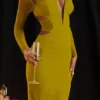 Zahra Chartreuse Plunge Maxi Dress