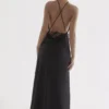 Zanab Black Thigh Slit Maxi Dress