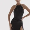 Zanab Black Thigh Slit Maxi Dress