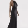 Zanab Black Thigh Slit Maxi Dress