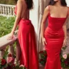 Zanab Red Rose Thigh Slit Maxi Dress