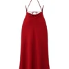 Zanab Red Rose Thigh Slit Maxi Dress