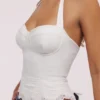 Zizi White Halter Neck Broderie Anglaise Corset Top