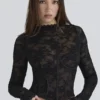 Zoe Black Lace Long Sleeve Corset Top