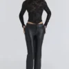 Zoe Black Lace Long Sleeve Corset Top