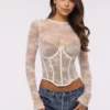 Zoe Vintage Ivory Lace Long Sleeve Corset Top