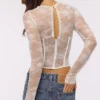 Zoe Vintage Ivory Lace Long Sleeve Corset Top